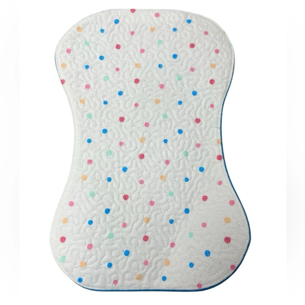 Hand Crafted Burp Cloth Colorful Polka Dot Flannel Contoured Padded Reversible